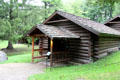 Beach Gallery designed to resemble log Adirondack hunting camp & to display firearms at Shelburne Museum. Shelburne, VT.