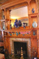 Parlor fireplace with collection of ceramic jars at Marsh-Billings-Rockefeller Mansion. Woodstock, VT