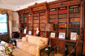 Library bookcase & sofa at Marsh-Billings-Rockefeller Mansion. Woodstock, VT.