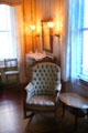 Upholstered rocking chair in bedroom at Marsh-Billings-Rockefeller Mansion. Woodstock, VT.