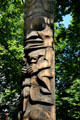 Detail of totem pole by Duane Pasco in Occidental Park. Seattle, WA.