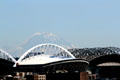 Mt. Rainier over Qwest Field & Safeco Field. Seattle, WA.