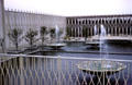 Courtyard with fountains in Federal Science Pavilion at Century 21 Exposition. Seattle, WA.