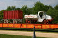 Antique circus truck & trailer on railway flat car at Circus World Museum. Baraboo, WI