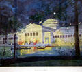 Print of Art Palace at night at World's Columbian Exposition by Poole Bros. at Columbus Museum. Columbus, WI.