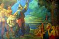 Painting of explorer Jean Nicolet landing in Green Bay in 1634 by Hugo Ballin in Governor's Reception Room in Wisconsin State Capitol. Madison, WI.