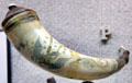 Powder horn inscribed "Washington" & "E Pluribus Unum" at Huntington Museum of Art. Huntington, WV.