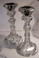 Pressed lead glass candlesticks from Pittsburgh, PA in glass gallery at Huntington Museum of Art. Huntington, WV.
