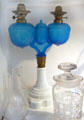 Blue alabaster "Wedding" lamp by Ripley & Co., Pittsburgh, PA in glass gallery at Huntington Museum of Art. Huntington, WV