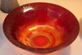 Iridescent ruby glass bowl by Imperial Glass Co., Bellaire OH at Huntington Museum of Art. Huntington, WV.