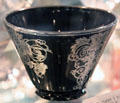 Diadem vase in ebony with silver overlay at Fostoria Glass Museum. Moundsville, WV.