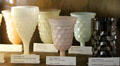 American pattern milk glass footed goblets at Fostoria Glass Museum. Moundsville, WV.