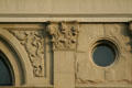 Stone carvings & round windows of Wyoming State Capitol. Cheyenne, WY.