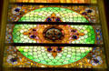 Stained glass ceiling of House chamber of Wyoming State Capitol. Cheyenne, WY.