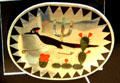 Zuni Indian roadrunner inlay silver jewelry at Nelson Museum of the West. Cheyenne, WY.