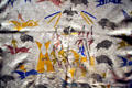 Detail of native village of Wind River tribe Indian hide painting at Buffalo Bill Center of the West. Cody, WY.