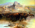 Where Great Herds Come to Drink painting by Charles M. Russell at Buffalo Bill Center of the West. Cody, WY.