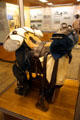 McClellan saddle with slots to reduce weight to allow long campaigns at Fort Laramie National Historic Site. WY.