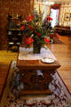 Hall table with flowers in Laramie Plains Museum. Laramie, WY.