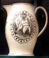 Creamware jug transfer-printed with George Washington heading 15 states from Liverpool made for American market at Walker Art Gallery. Liverpool, England.