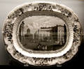 Earthenware meat-dish transfer-printed with scene of Liverpool by Herculaneum Pottery, Toxteth, Liverpool at Walker Art Gallery. Liverpool, England.