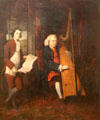 John Parry, the Blind Harpist with an Assistant holding a Book of Music painting by William Parry at National Museum of Wales. Cardiff, Wales.