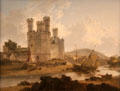 Caernarfon Castle painting by Julius Caesar Ibbetson at National Museum of Wales. Cardiff, Wales.