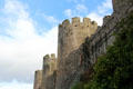 Detail of towers with their crenellations at Conwy Castle. Conwy, Wales.