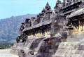 Arrangement of carvings on Borobudur with elaborate steps. Indonesia