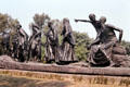 Mahatma Gandhi memorial showing various groups which supported salt protest. Delhi, India.
