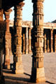 Columns of Mosque ruins at Qutub Minar. Delhi, India.