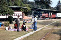 Indians picnic on grounds of Railroad museum. Delhi, India.