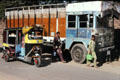 Transport truck & motorized trishaw near Jodhpur. India.