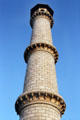 Looking up at a minaret of Taj Mahal, Agra. India.