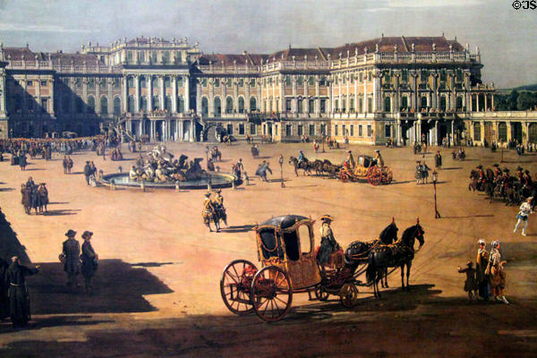 Detail of Schönbrunn Palace painting (1759-61) by Canaletto at Kunsthistorisches Museum. Vienna, Austria.