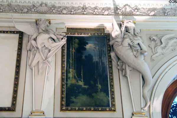Wall decorations in natural history gallery at Museum of Natural History. Vienna, Austria.