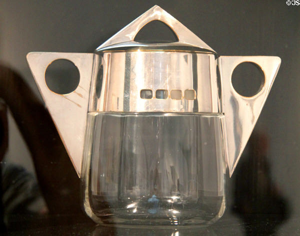 Glass & silver plated lidded box (c1904) by Wien Argentor & made by E. Bakalowits & Söhne at Leopold Museum. Vienna, Austria.