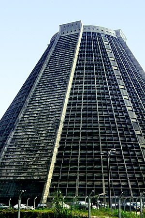 The conical cathedral in Rio de Janeiro was started in 1964. Brazil.