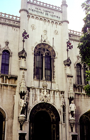 Elaborately decorated Portuguese Library, Rio de Janeiro. Brazil.