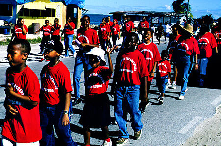 Religious procession in West End, Grand Bahama Island. The Bahamas.