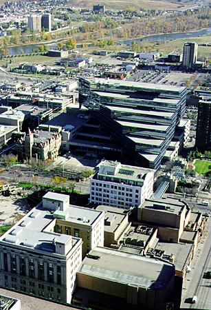 View towards east from Calgary Tower. Calgary, AB.