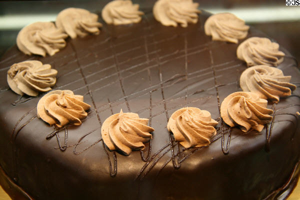 Chocolate cake at Granville Island Market. Vancouver, BC.