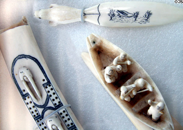 Inuit ivory carvings (1940s) at Vancouver Maritime Museum. Vancouver, BC.