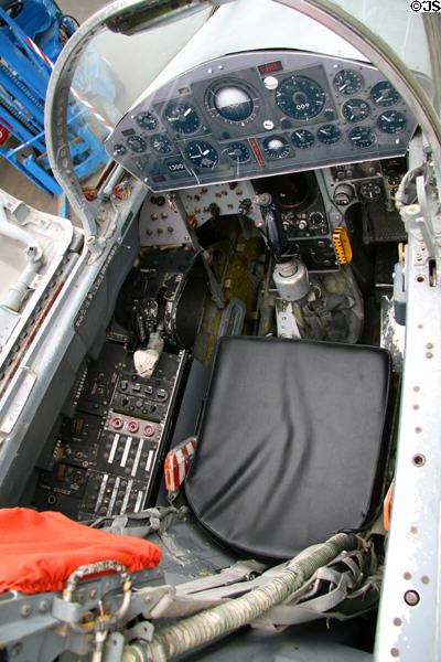 Cockpit of Canadair CF-104 Starfighter (1950s) jet trainer at Canadian Museum of Flight. Langley, BC.