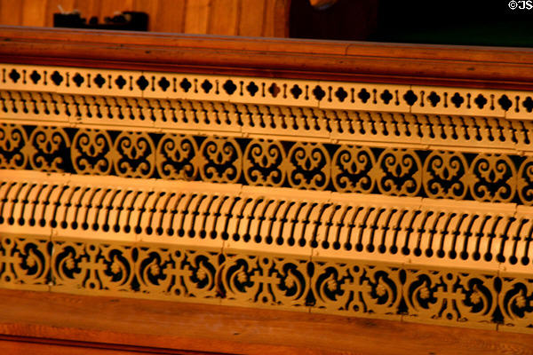 Cast iron railing on house visitor's gallery. Fredericton, NB.