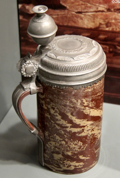 Meissen red & buff stoneware tankard with pewter mounts (c1711-13) at Gardiner Museum. Toronto, ON.