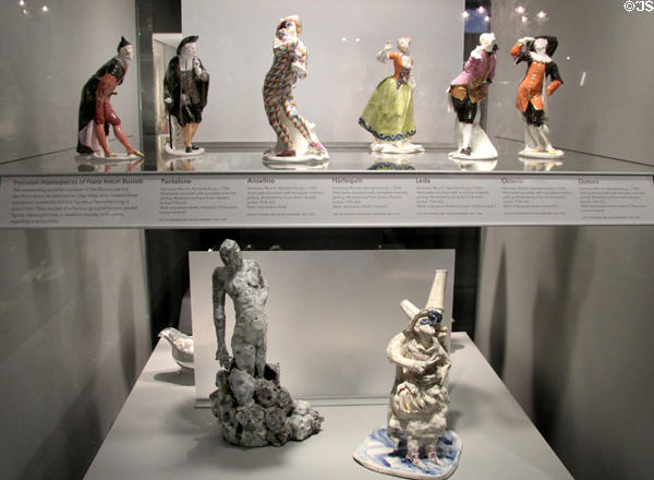 Porcelain commedia dell'arte figures (c1760) by Franz Anton Bustelli for Nymphenburg of Munich, Germany at Gardiner Museum. Toronto, ON.