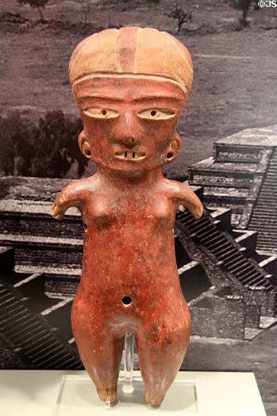 Earthenware standing female figure (1100-800 BCE) from Tlapacoya or La Bocas, Mexico at Gardiner Museum. Toronto, ON.