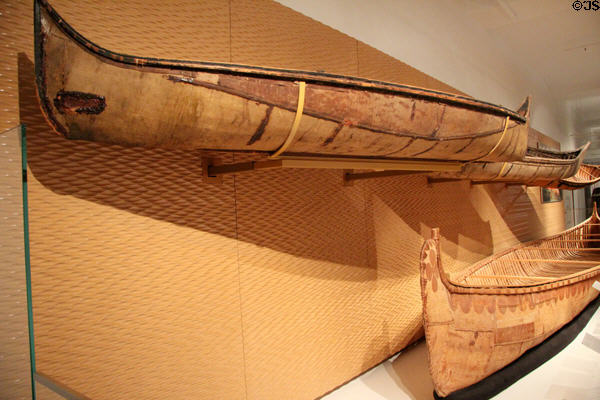 Native birchbark canoes at Royal Ontario Museum. Toronto, ON.