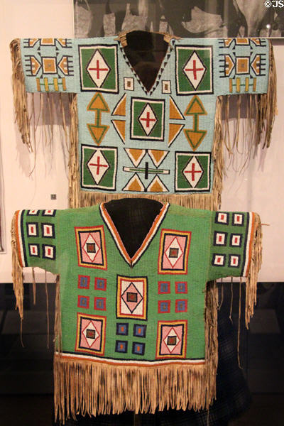 Assiniboine Nakoda dancers' jerkins for Horse Dance (c1907) at Royal Ontario Museum. Toronto, ON.